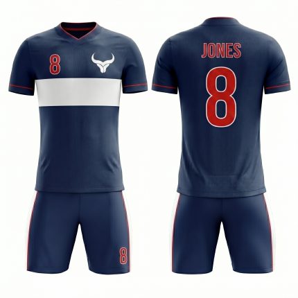 soccer team jersey dark blue white design