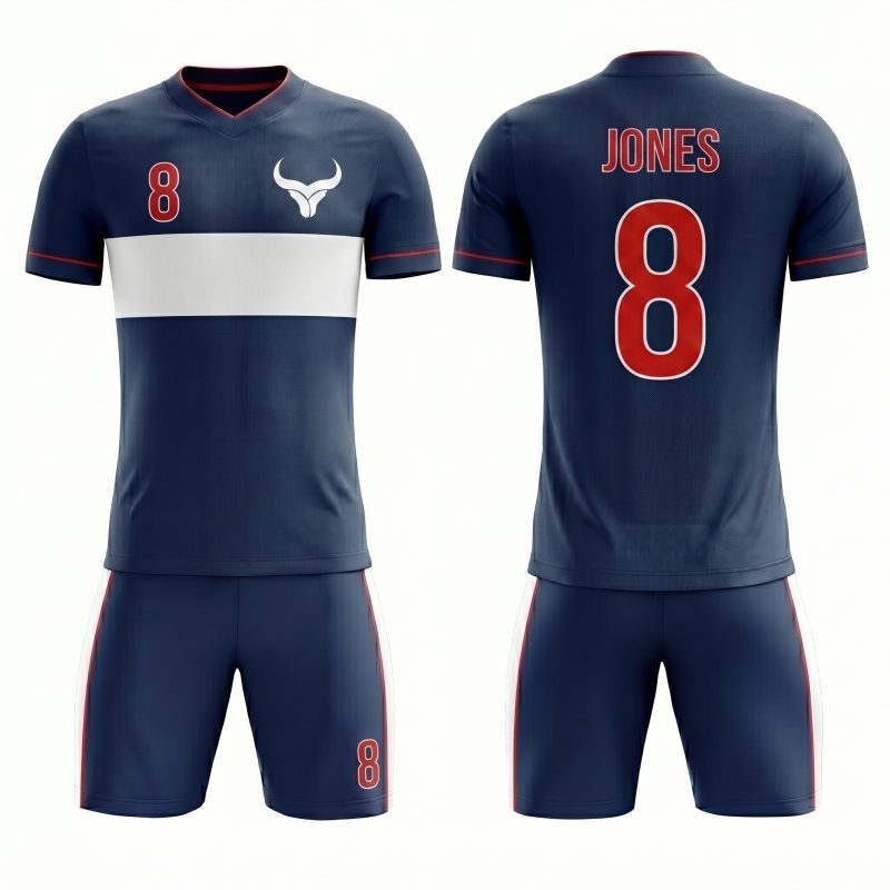 soccer team jersey dark blue white design