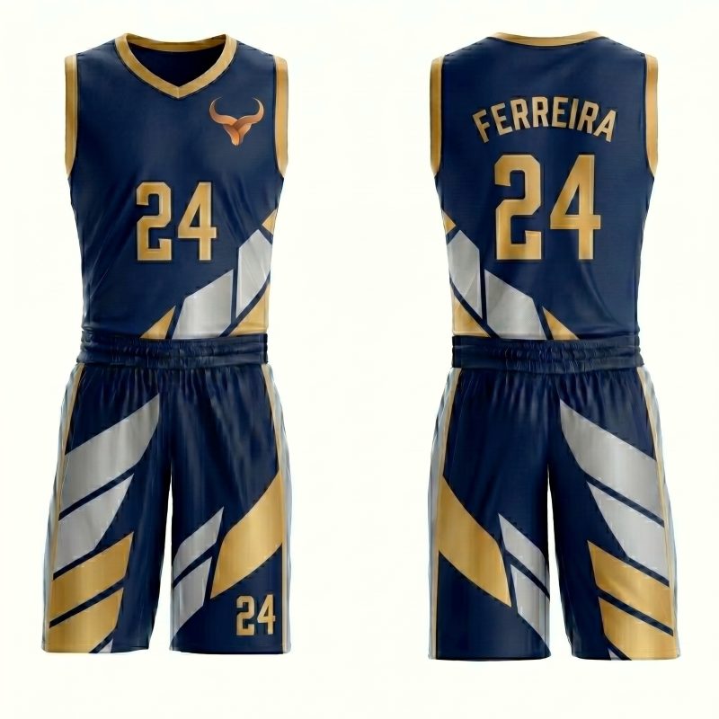 Royal Bull blue gold basketball uniform