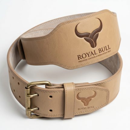 Royal Bull powerlifting belt close up view