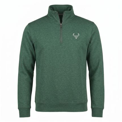 Custom Hillside Green Quarter Zip Knitted Jumper