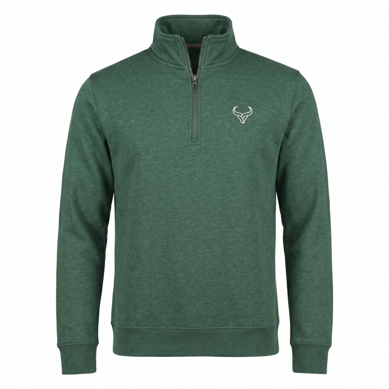 Custom Hillside Green Quarter Zip Knitted Jumper
