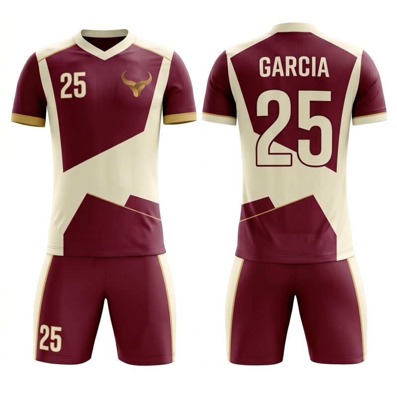 maroon white soccer team jersey design