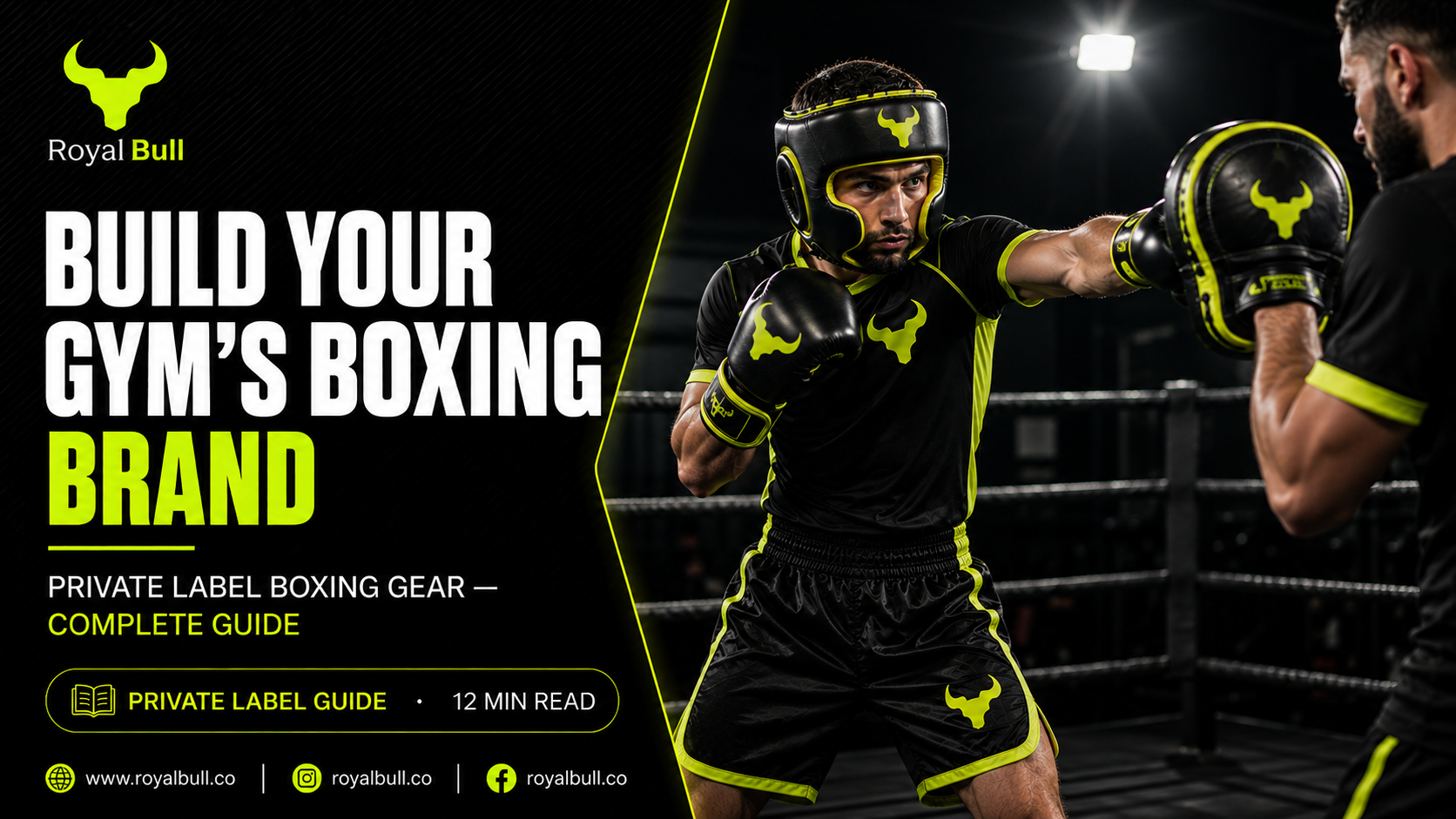 Custom private label boxing gear for gyms gloves, shorts and focus pads by Royal Bull