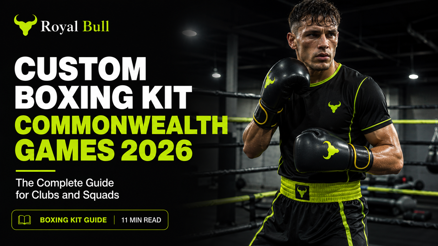 Custom boxing kit for Commonwealth Games 2026 shirts, shorts and headguards for clubs and squads by Royal Bull