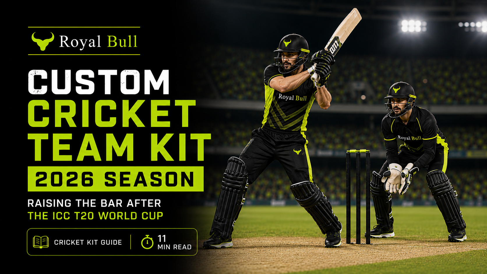 Custom cricket team kit for the 2026 season, coloured T20 kit and playing whites for clubs in UK, Australia, New Zealand, USA and Canada, Royal Bull