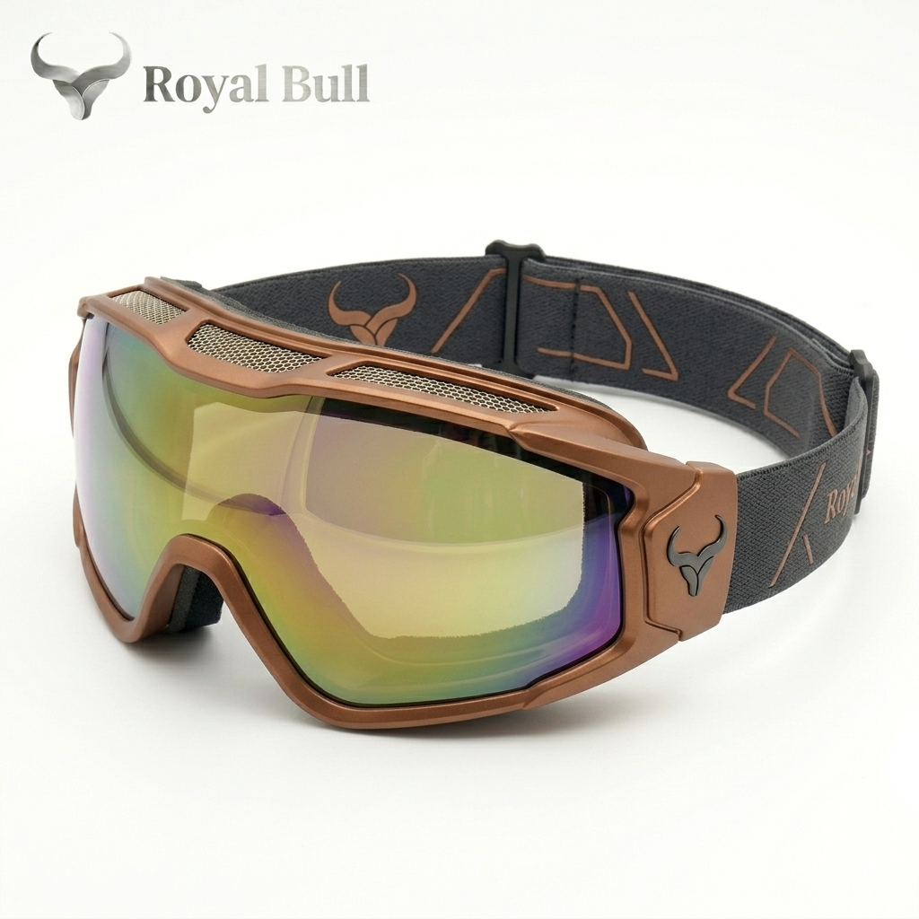 Safety Goggles (3) Royal Bull Motorcycle Goggles Bronze Frame Mirrored Lens