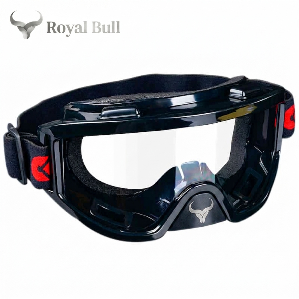 Safety Goggles (5) Royal Bull Motorcycle Goggles Clear Lens with black frame