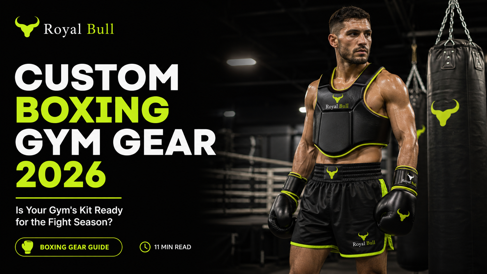 Custom boxing gym gear 2026  shorts, gloves, chest guards and ankle supports for the fight season  Royal Bull