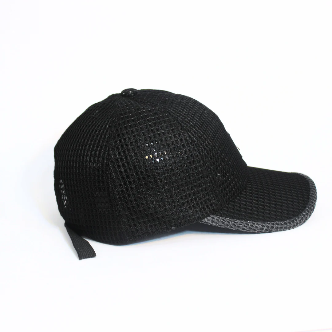 Custom black mesh baseball cap with breathable quick dry polyester fabric Custom black mesh baseball cap with breathable quick dry polyester fabric