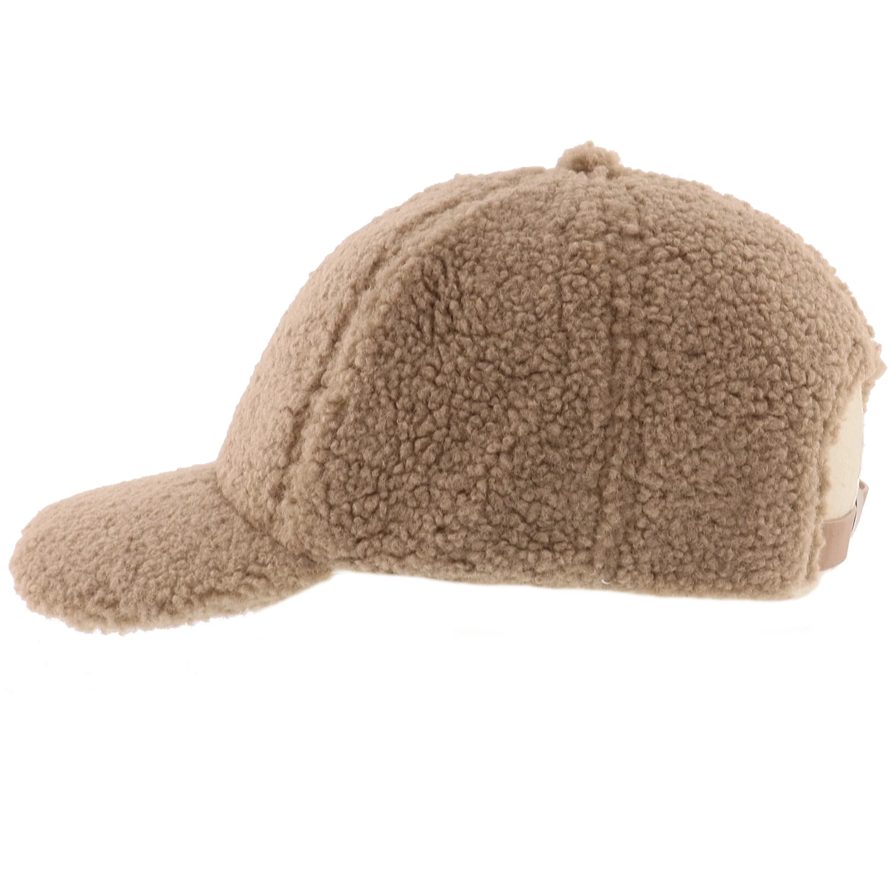 Custom teddy fleece baseball cap with soft beige texture and comfortable winter design Custom teddy fleece baseball cap with soft beige texture and comfortable winter design