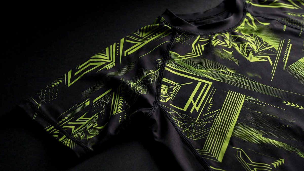 Custom sublimated rash guard for BJJ and MMA gyms